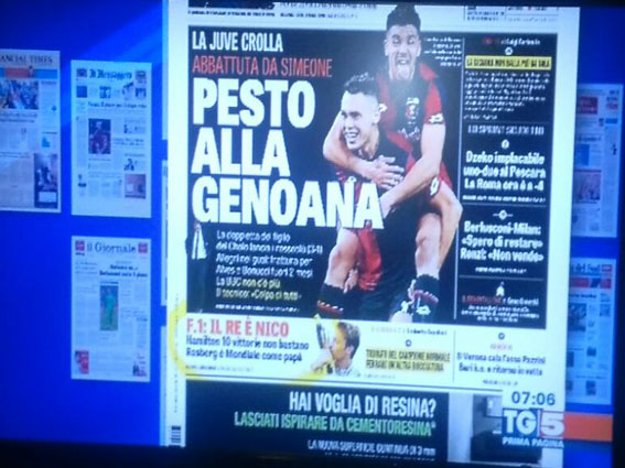 La prima pagina di oggi de 